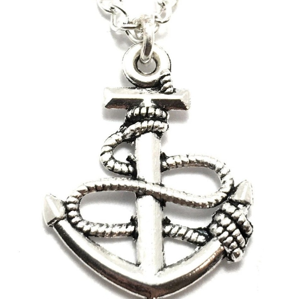 Anchor Boat Rope Necklace Sterling Silver